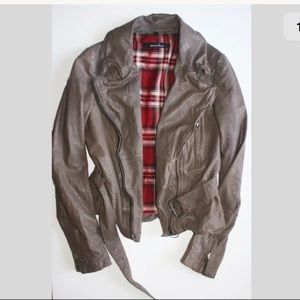 Muubaa Belted Leather Moto Jacket
